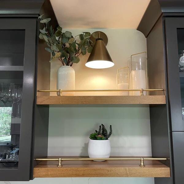 Rail for a shelf, With trought middle and End bracket