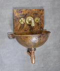 Hammered Copper Wall Mount Sink: Solid Brass Faucet, Rustic Bathroom Basin