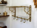 Vintage Solid Brass Towel Rack with Shelf & Hooks