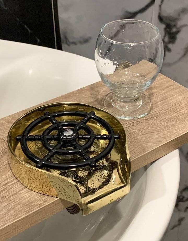 Handmade Glass Sink Rinser with High Pressure, Engraved Solid Brass Kitchen Sink Accessories