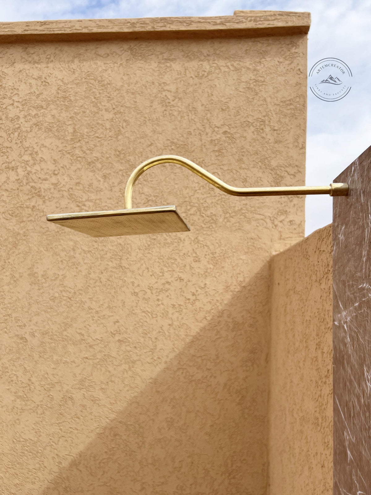 Unlacquered Brass Rain Shower Head, Antique Rectangular Brass Showerhead, Flat Copper Rain Head, Large Shower, Works for
