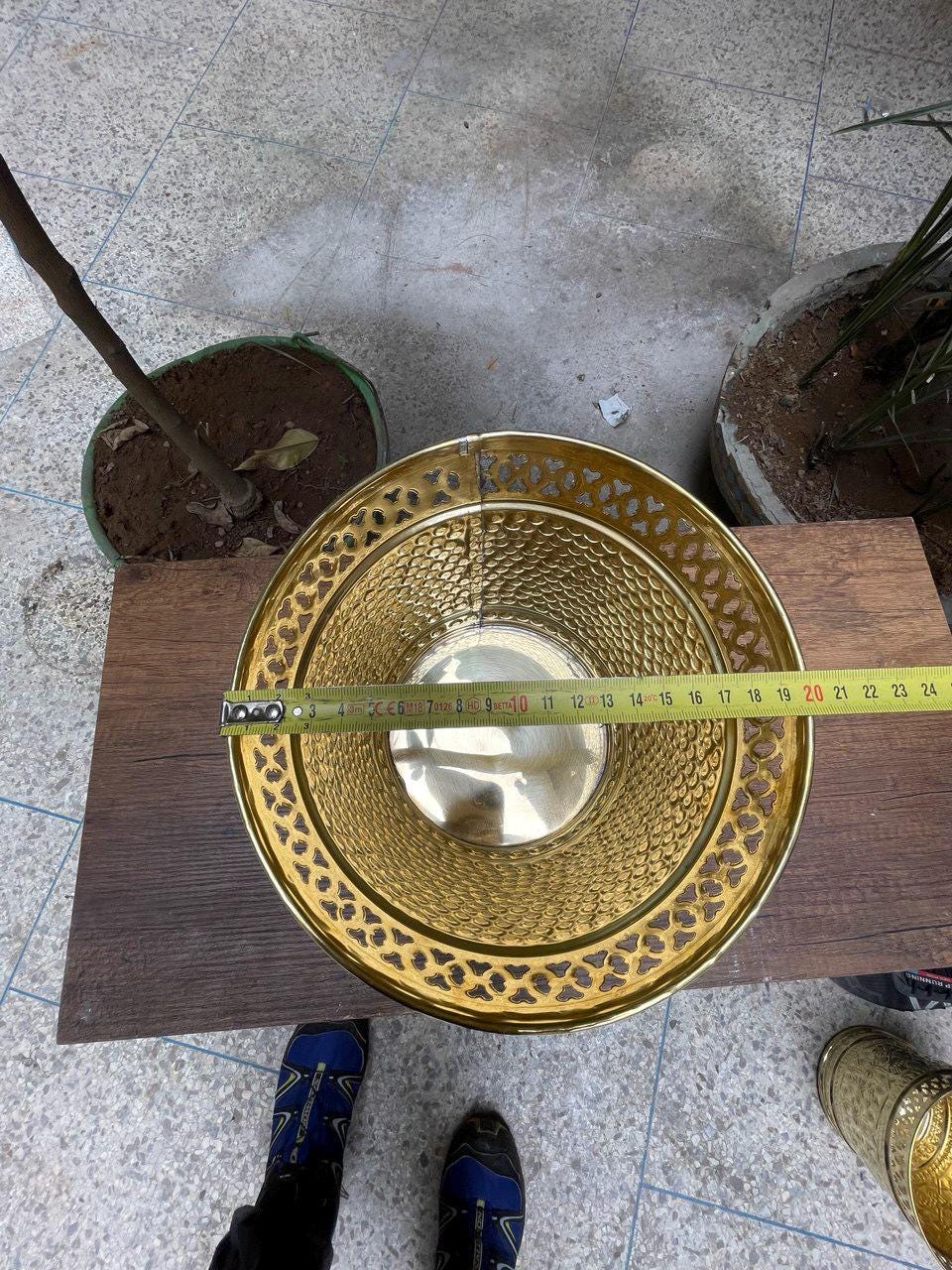 Handmade Hammered Brass Trash Can