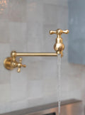 Unlacquered Brass Pot Filler Faucet: Wall Mounted 360 Swivel