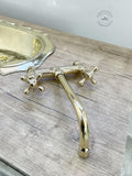 Wall Mounted Brass Faucet for Bathroom or Kitchen, Unlacquered Solid Brass Tap with Handles Styles, Vintage-Inspired Bra