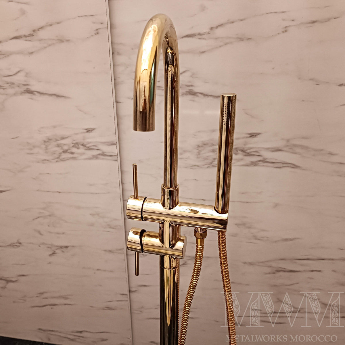 Natural Brass Freestanding Tub Faucet Floor Mounted