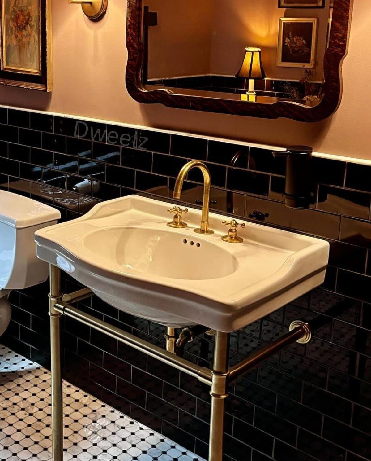 Unlacquered Solid Brass Bathroom Faucet: 3-Hole Deck Mount