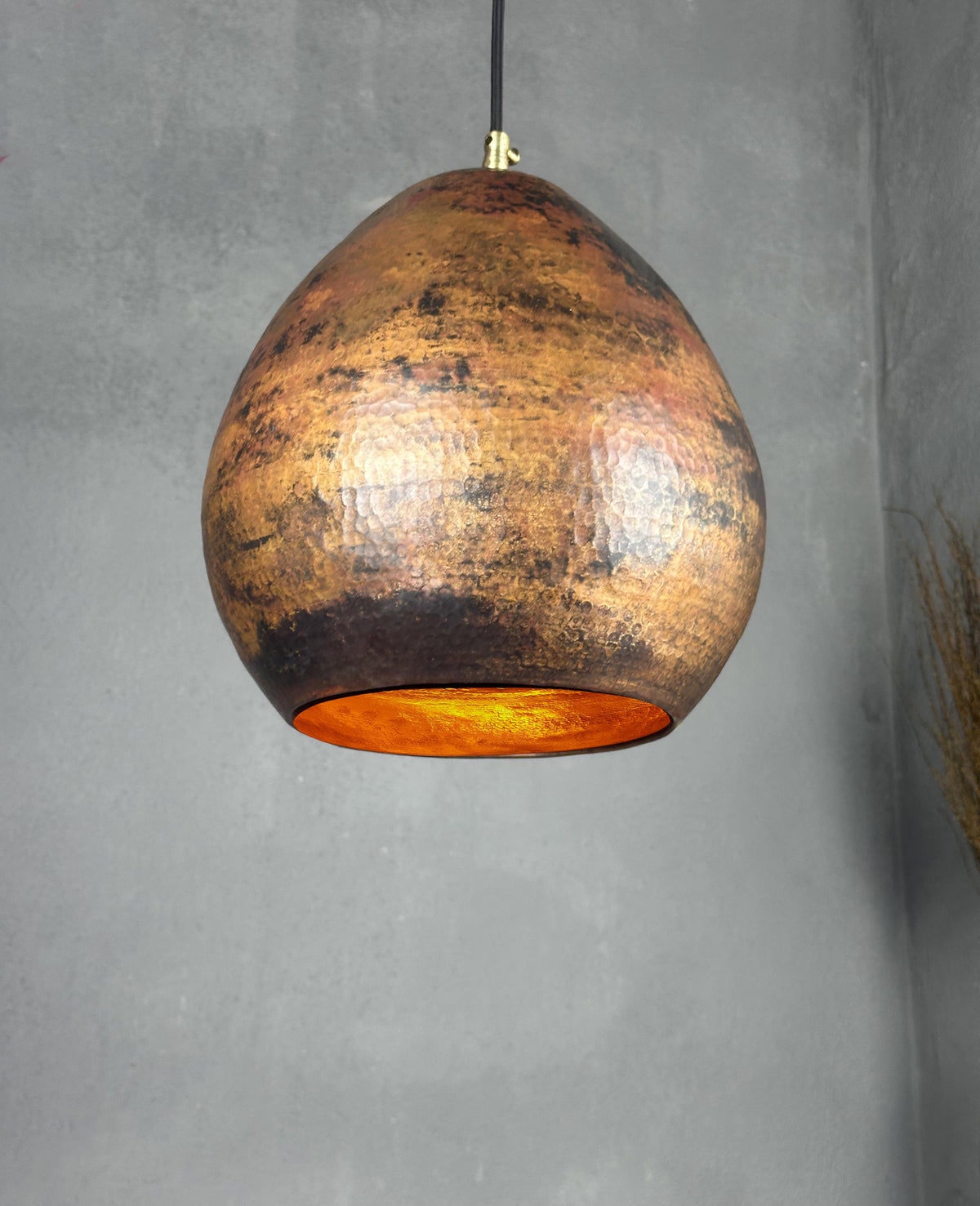 Vintage Hammered Copper Pendant Light: Farmhouse Rustic Lighting
