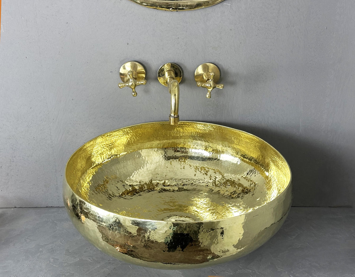 Hammered Brass Bathroom Sink: Handmade Solid Brass Wash Basin
