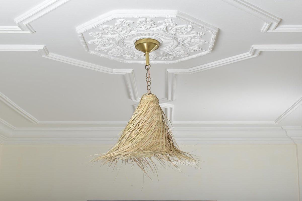 Natural Palm Fiber Pendant Lamp, Handwoven Boho Light, Eco-Friendly Ceiling Lighting