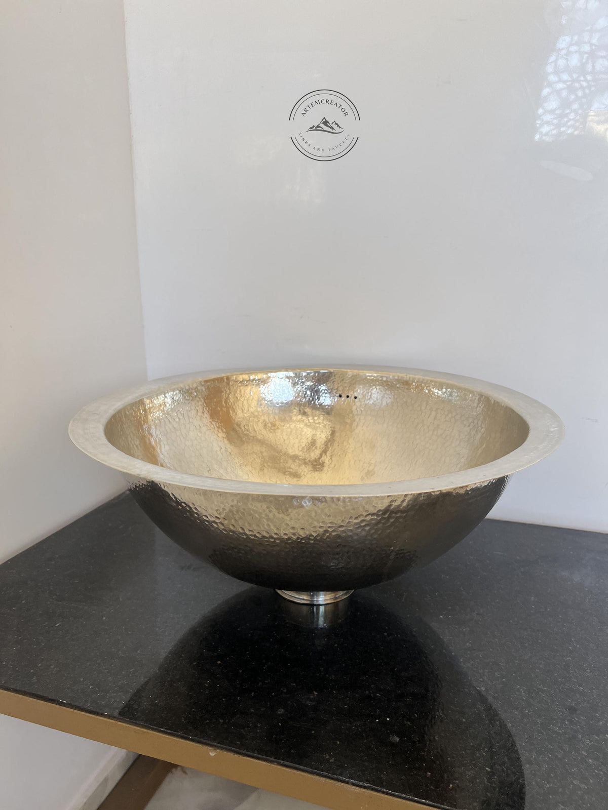 Matte Silver Coated Brass Bathroom Sink, Hammered Mid-Century Vessel Sink, Bohemian Antique Etched Basin, Handmade Silve