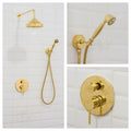 Vintage Solid Brass Built-in Wall Shower System, Rain Showerhead With Handheld Shower Set