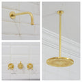 Solid Brass 2-Outlet Shower System, Overhead Shower With Tub Filler, Ceiling Rainfall Shower Set, Showerhead And Tub Fau