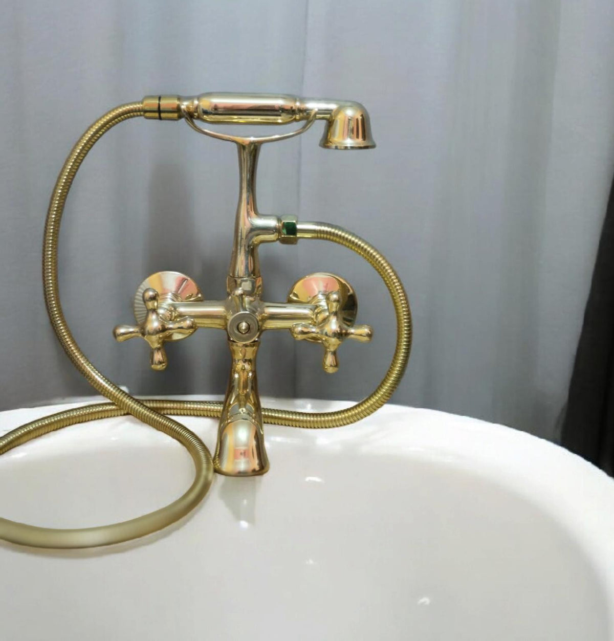Unlacquered Brass Telephone Bathtub Faucet with Shower
