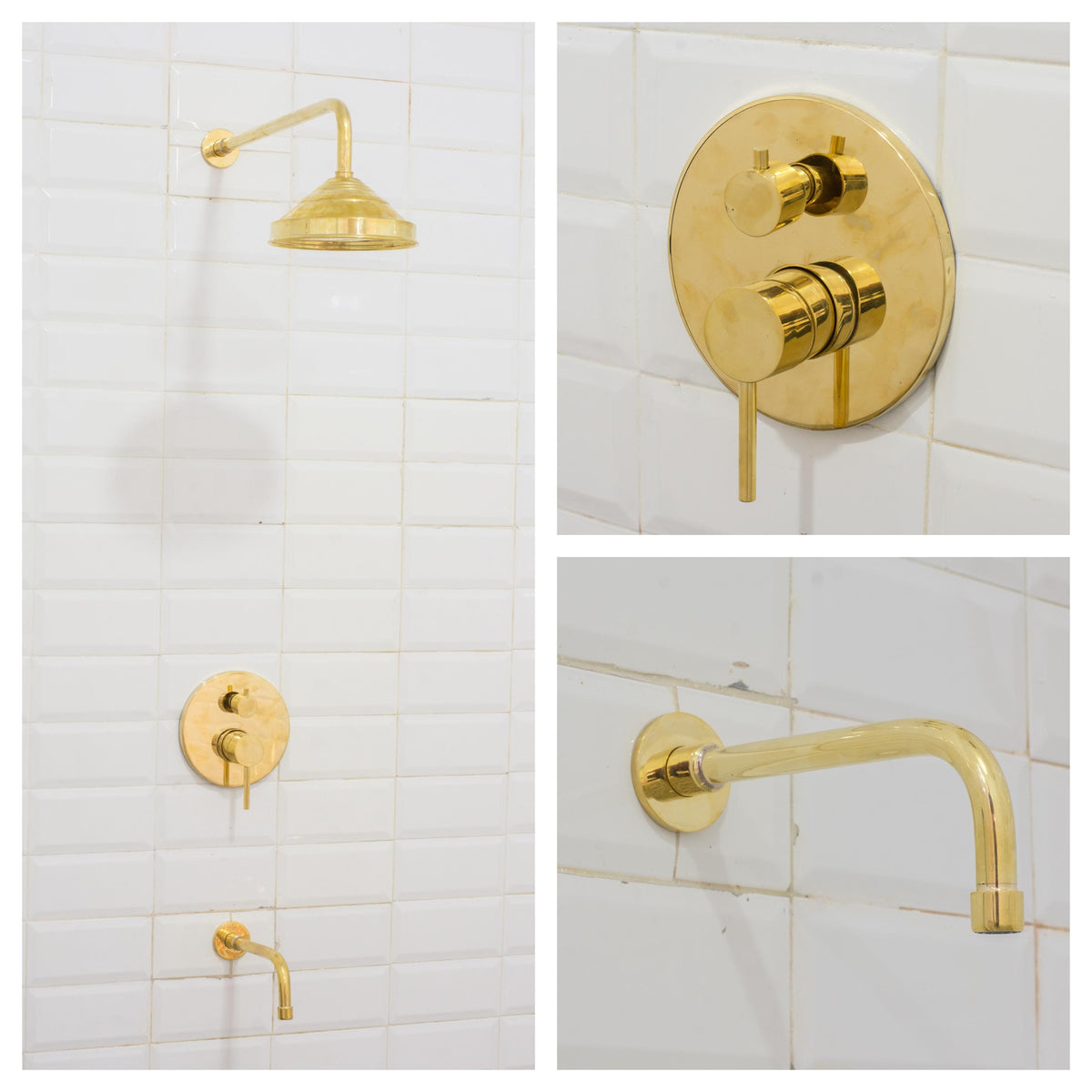 Built-in 2 Outlet Brass Shower System, Head Shower System With Tub Filler, Tub Faucet Shower