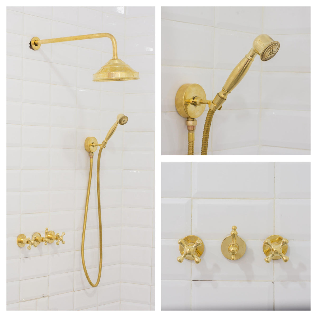 Solid Brass Built-in Dual Shower System, 2-Outlet Shower System, Rain Showerhead With Handheld, Concealed Shower