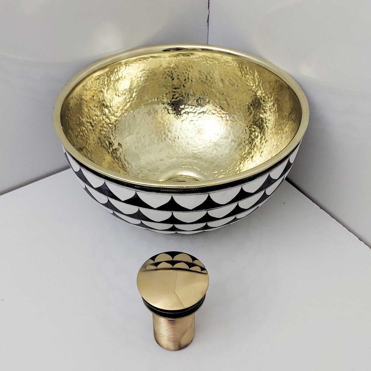 Hammered Unlacquered Brass Bathroom Sink