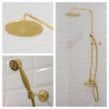 Brass Shower System, Round Shower Head, Unlacquered Brass Showerhead With Handheld Shower