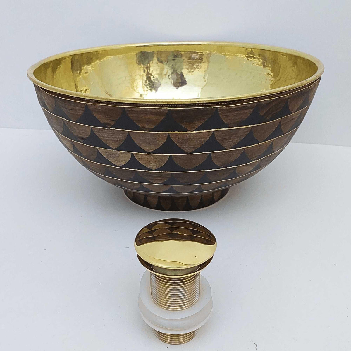 Unlacquered Brass & Bone Vessel Sink