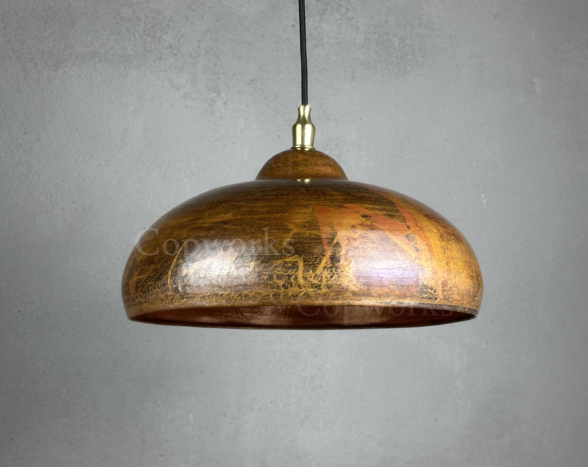 Handcrafted Vintage Patina Ceiling Lamp Kitchen Island,Rustic Copper Dome Pendant Light Dining Room