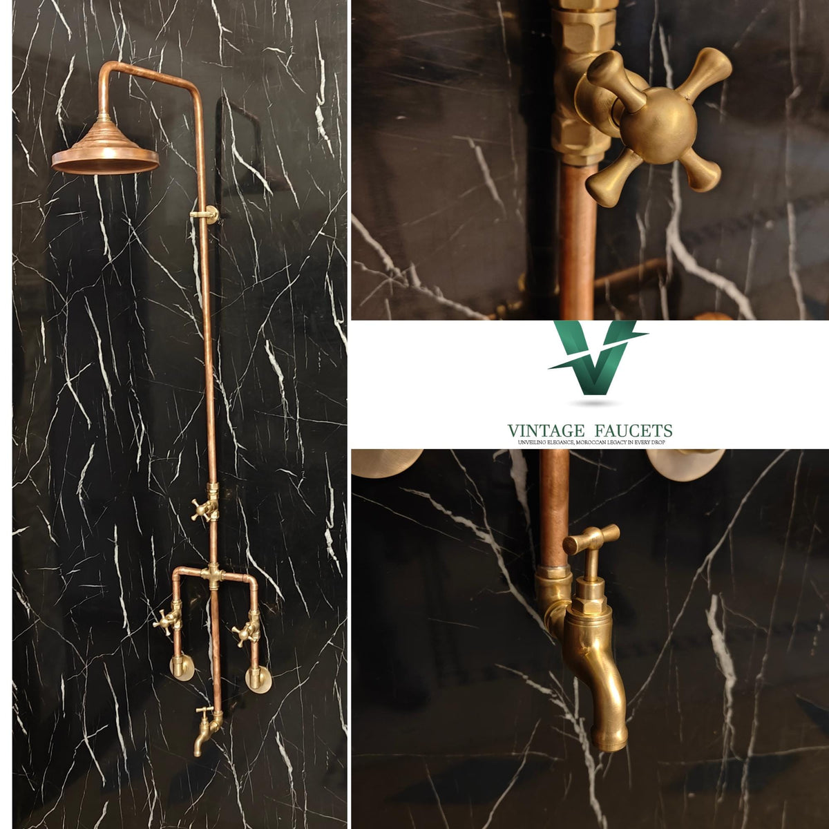 Handmade Solid Copper Outdoor Shower System: Freestanding/Wall-Mount