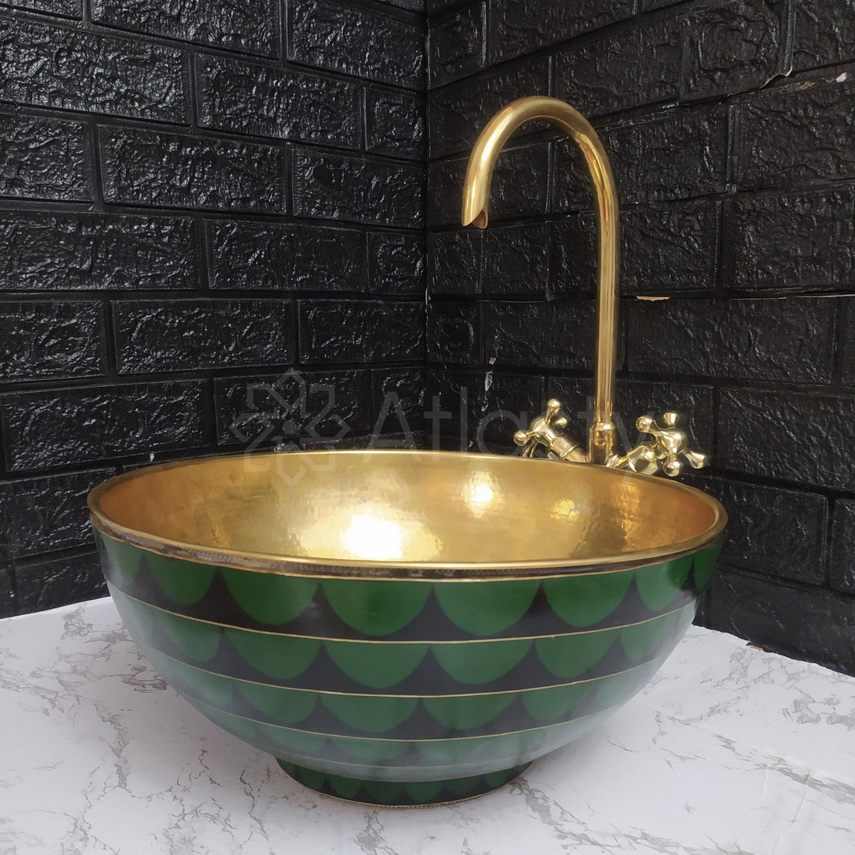 Brass and Resin Bathroom Vessel Sink
