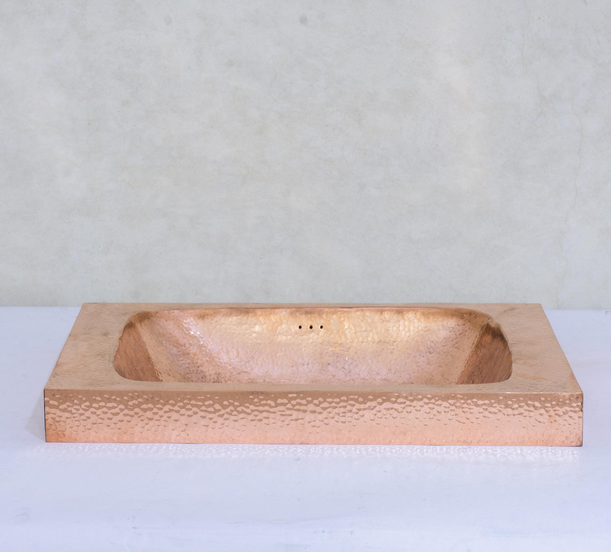 Customizable Raised Profile Bathroom Copper Sink, Hammered Copper Rectangular Sink, Vanity Sink Copper