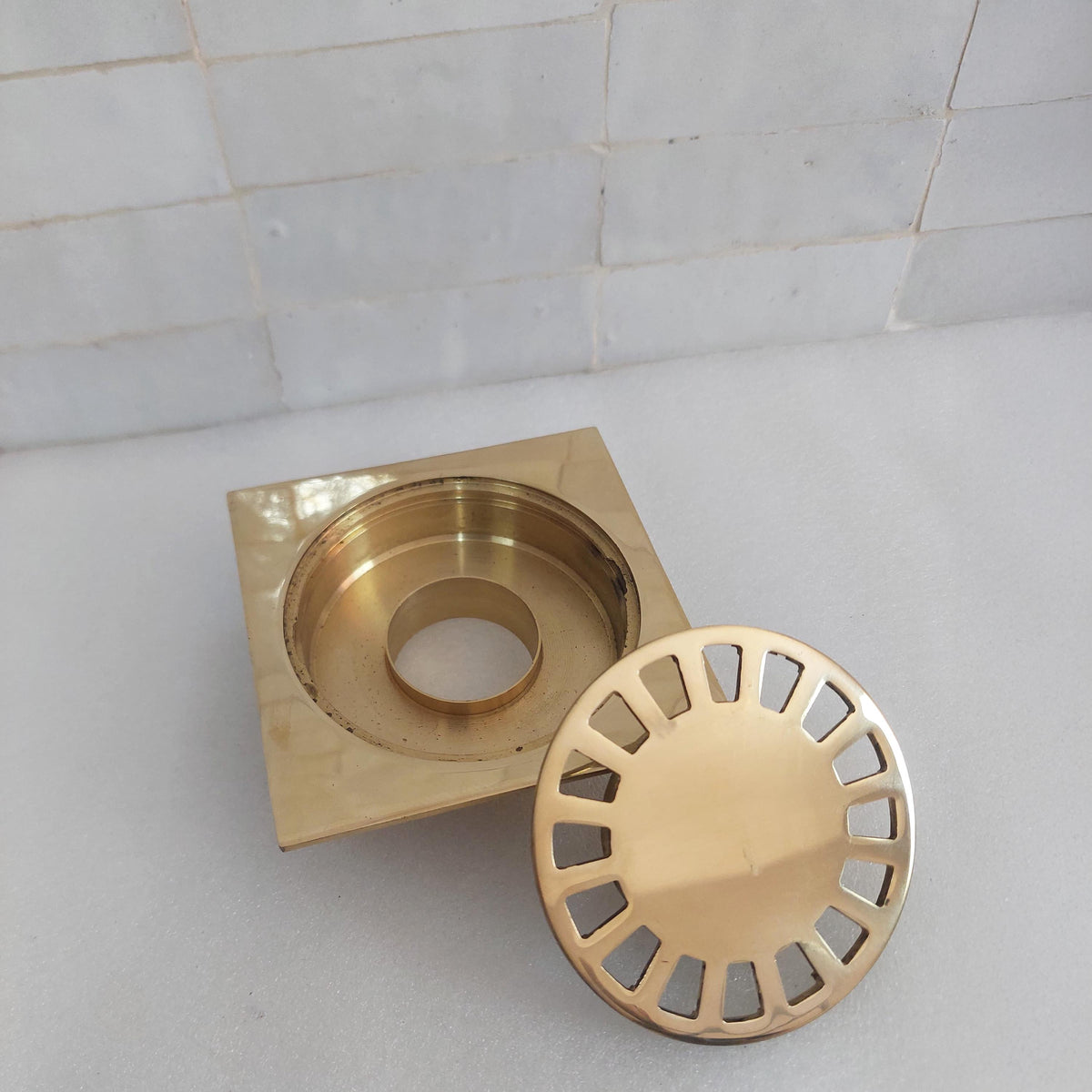 Unlacquered Solid Brass Shower Floor Drain: Bathroom & Powder Room
