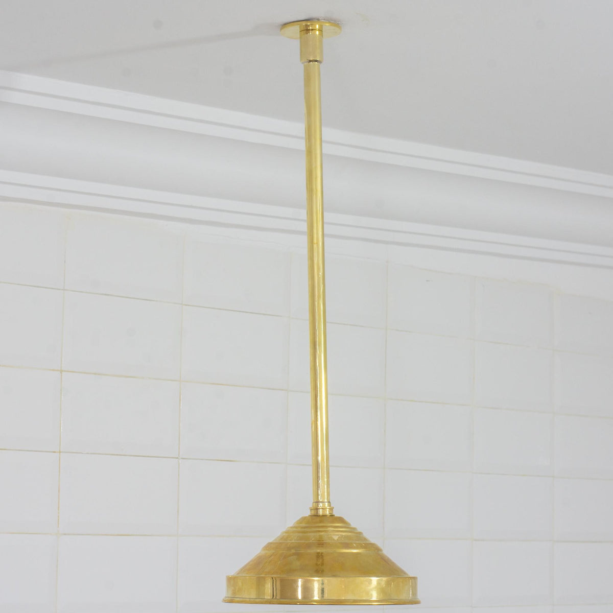 Unlacquered Brass 2-Outlet Shower, Ceiling Shower System, Overhead Shower With Handheld, Ceiling Mount Showerhead And Ha