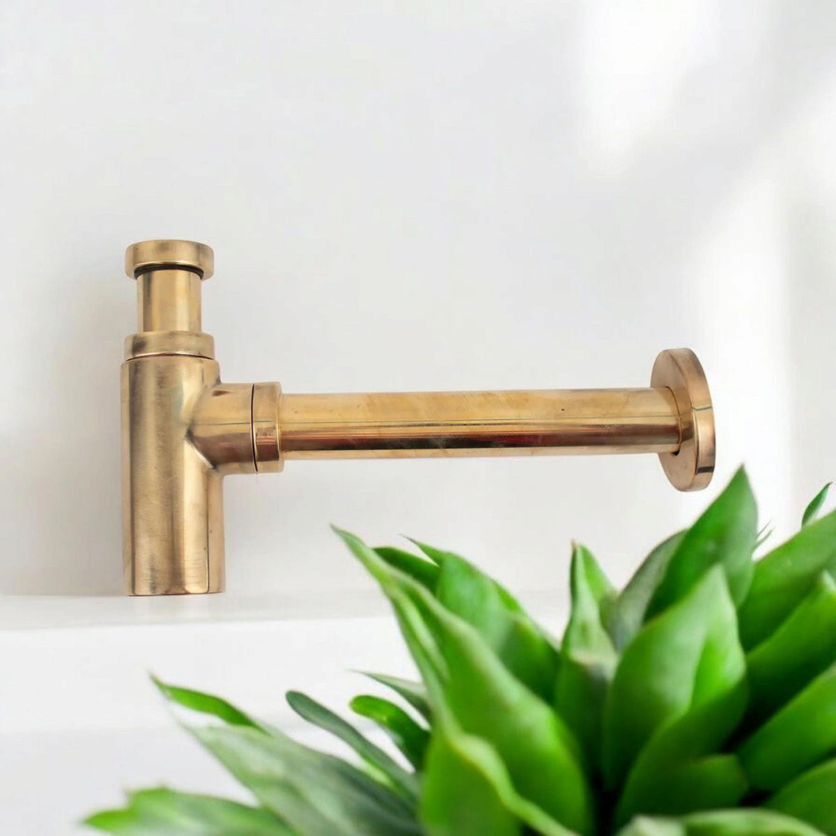 Handcrafted Unlacquered Brass P-Trap: Adjustable Sink Siphon