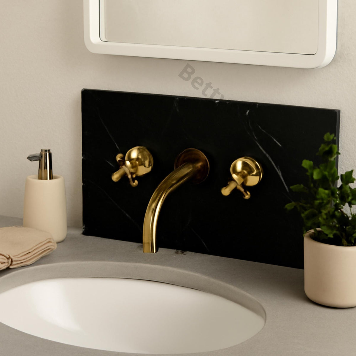 Unlacquered Solid Brass Wall Mounted Bathroom Vessel Sink Faucet, Antique Basin Vanity Faucet