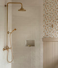 Unlacquered Brass Outdoor Shower System: Rainfall Showerhead & Handheld