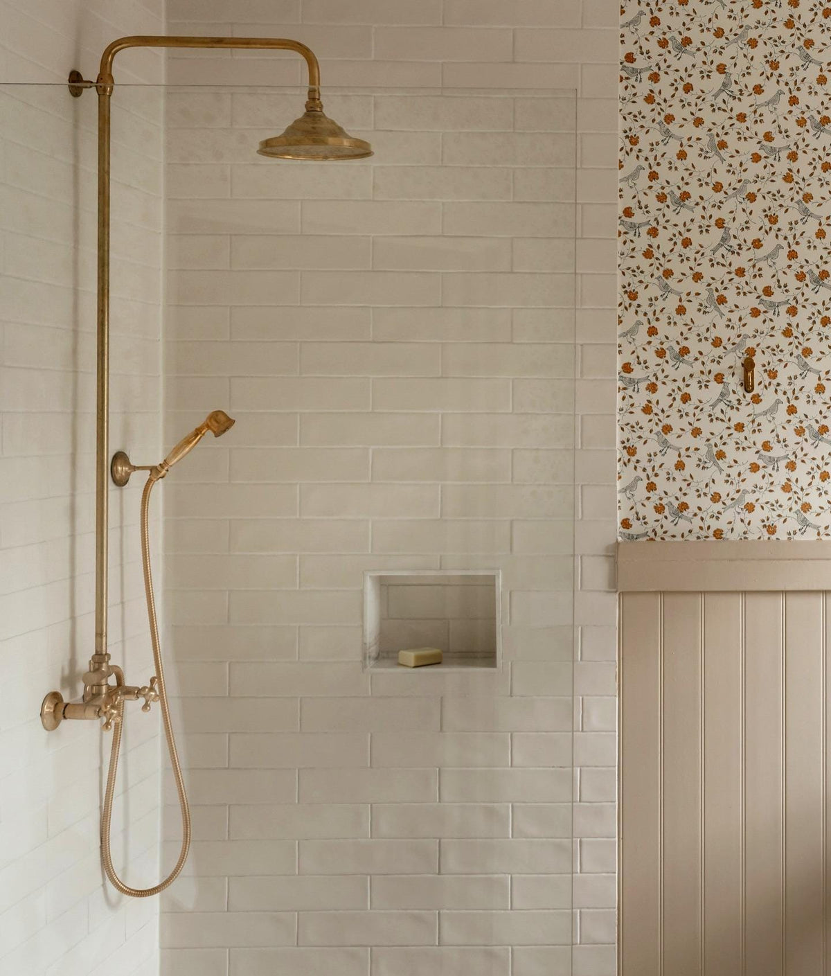 Unlacquered Brass Outdoor Shower System: Rainfall Showerhead & Handheld