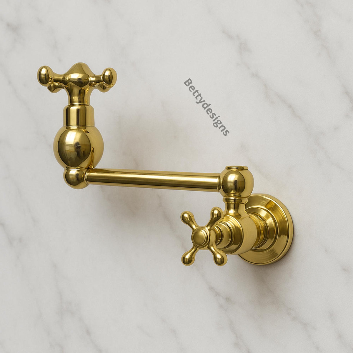 Unlacquered Solid Brass Pot Filler Faucet, Wall-Mounted Folding Kitchen Fixture