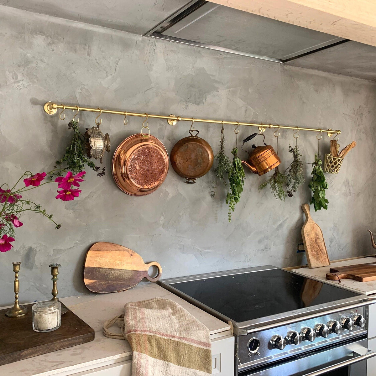 Moroccan Brass Pot Rack with Hooks