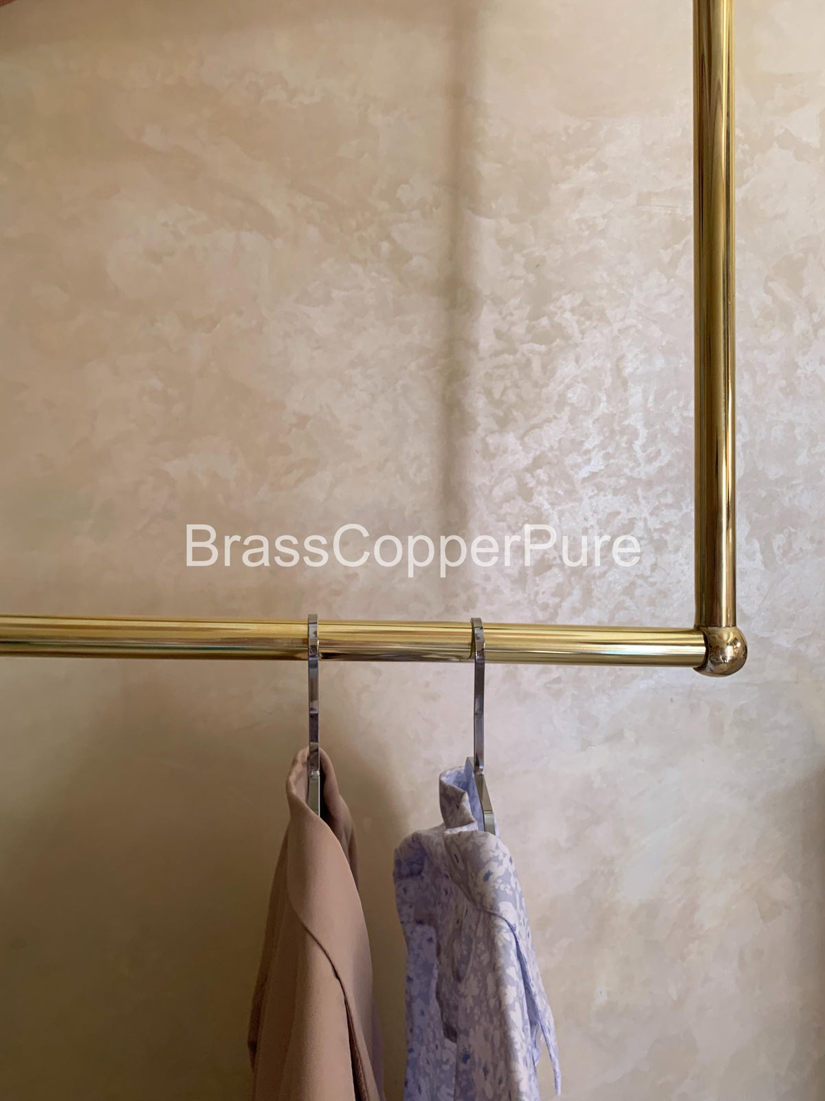 Handcrafted Unlacquered Brass Garment Rack