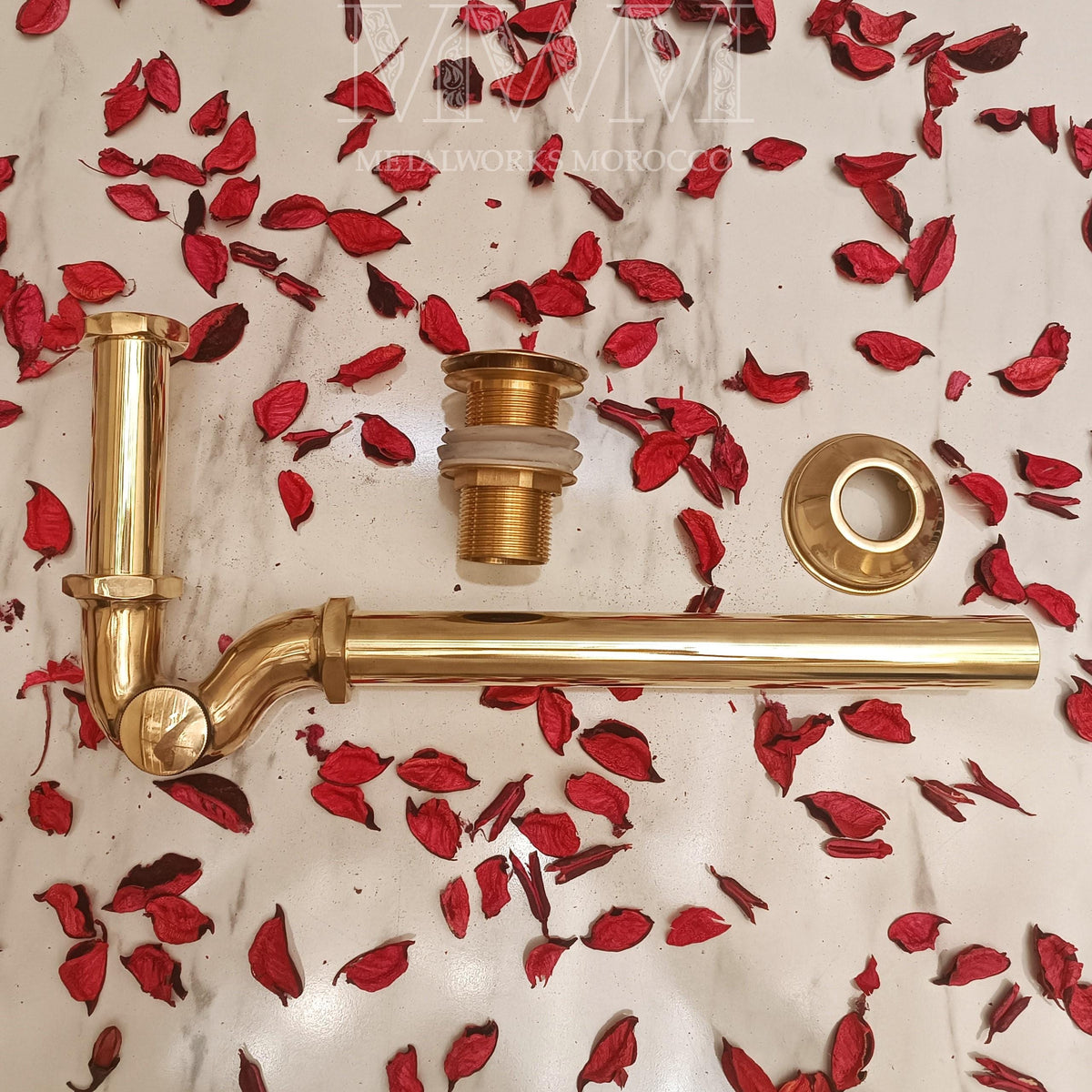 Unlacquered Brass Sink Stopper P-Trap With Pop Up Drain