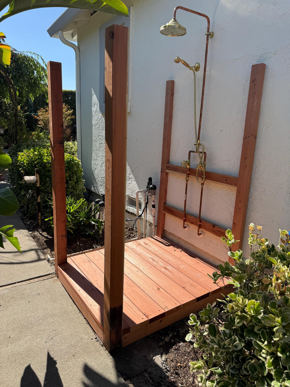Handmade Copper Outdoor Shower System: Wall Mounted Industrial Design