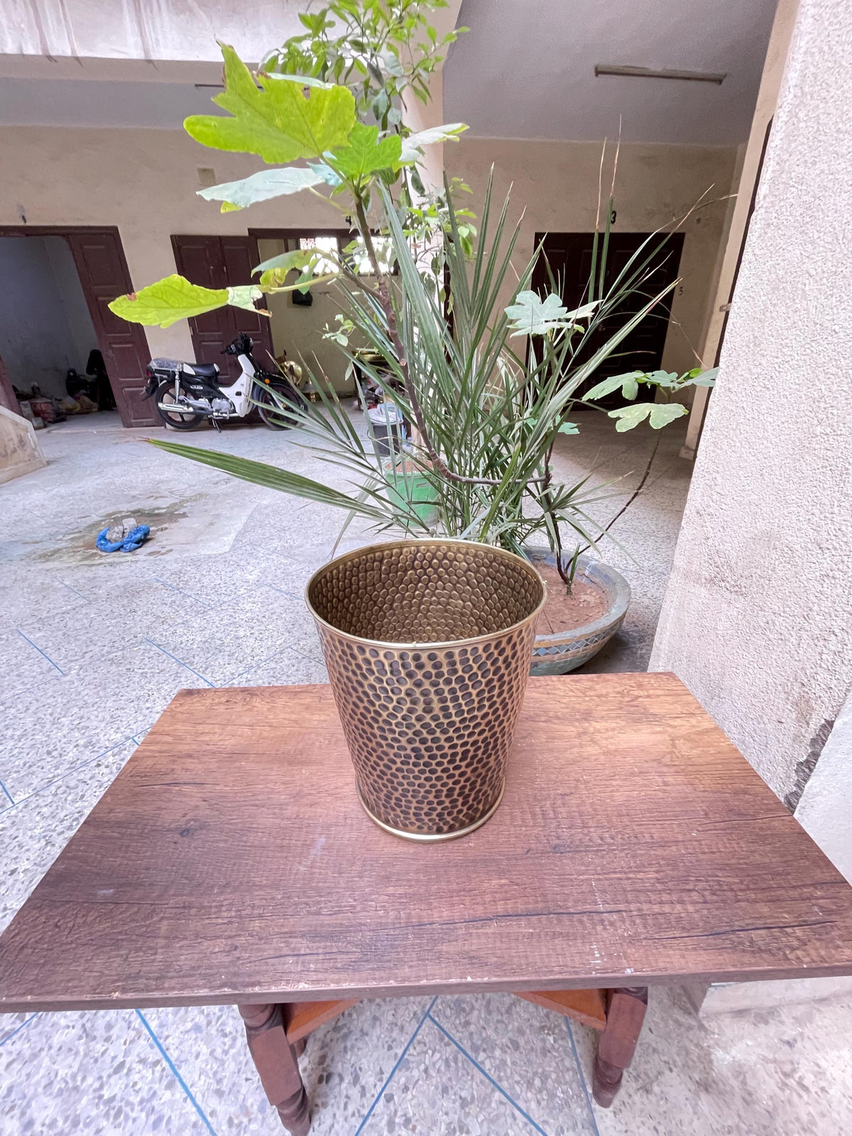 Brass Bathroom Storage Basket Hammered Waste Paper Bin / WC Decorative Brass - bathroom accessories