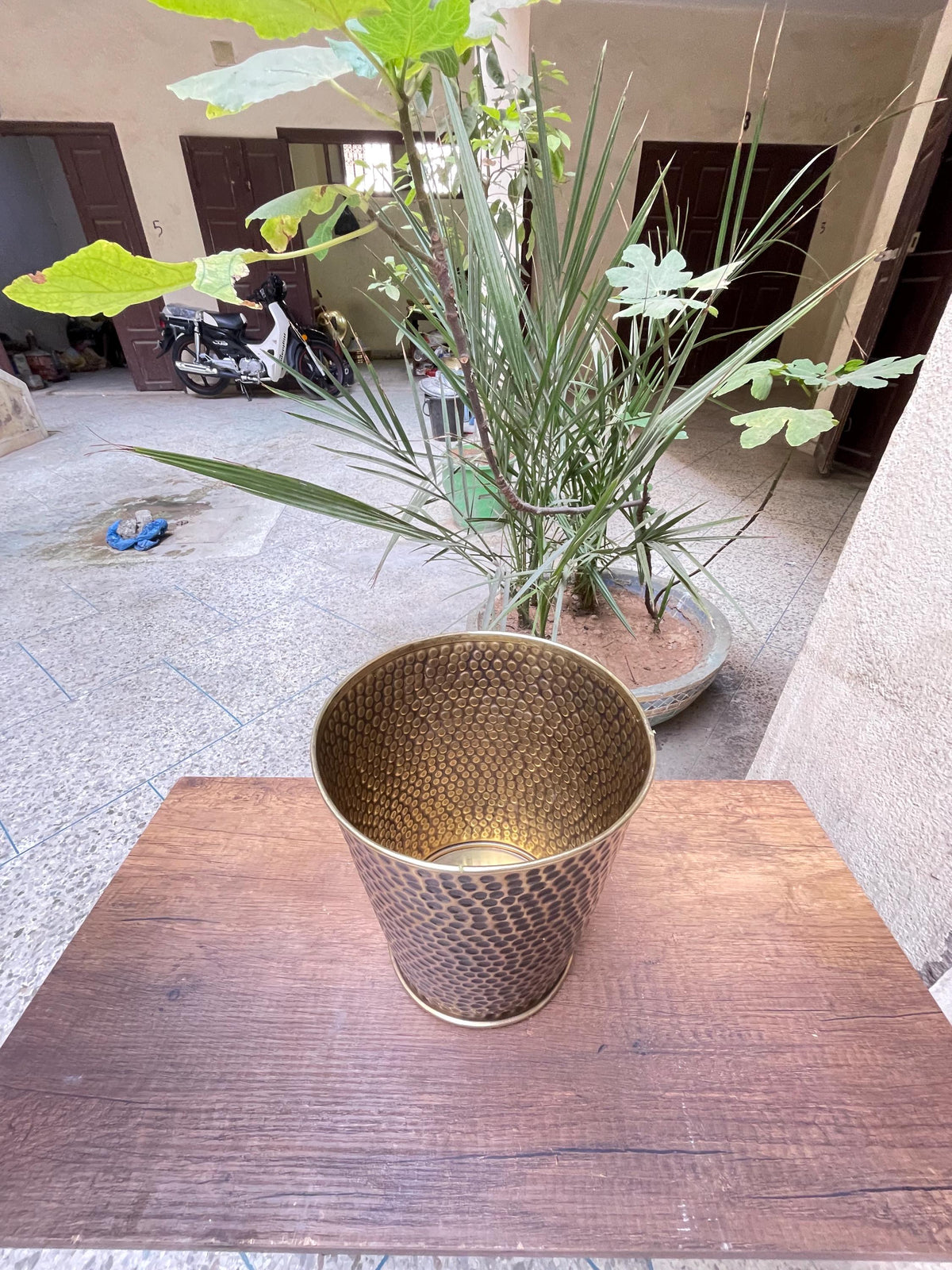 Brass Bathroom Storage Basket Hammered Waste Paper Bin / WC Decorative Brass - bathroom accessories