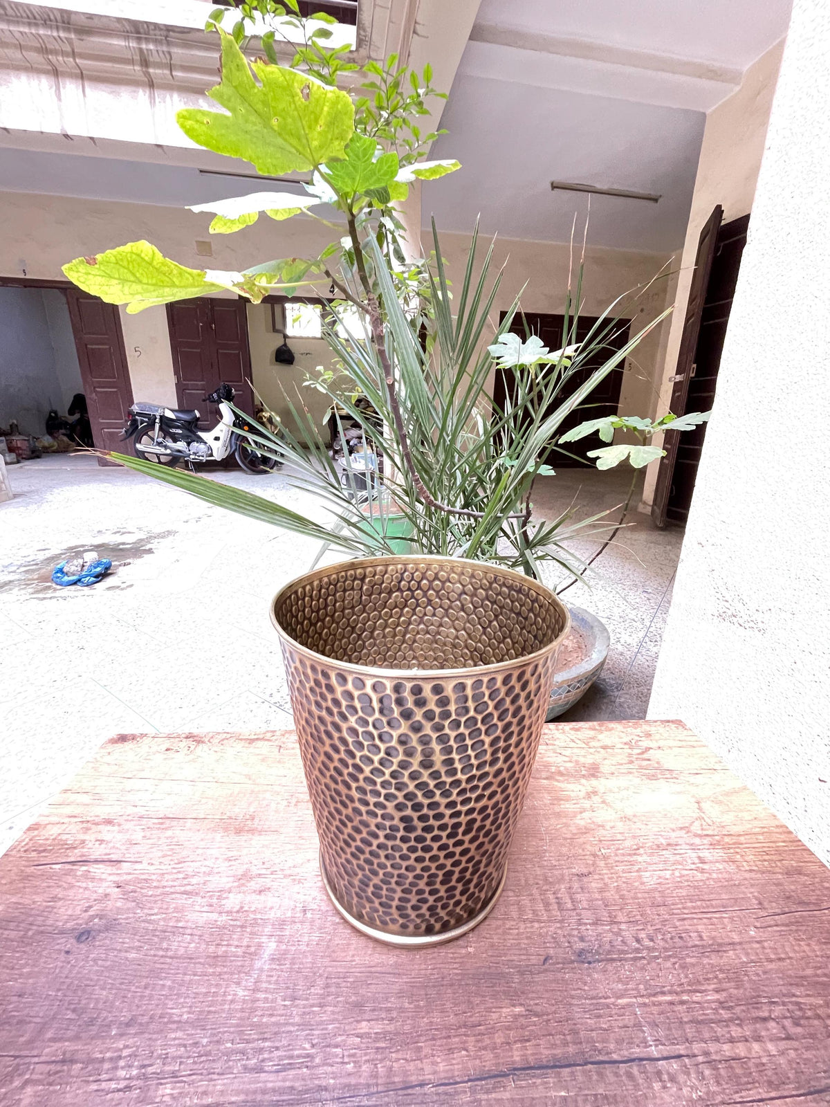 Brass Bathroom Storage Basket Hammered Waste Paper Bin / WC Decorative Brass - bathroom accessories