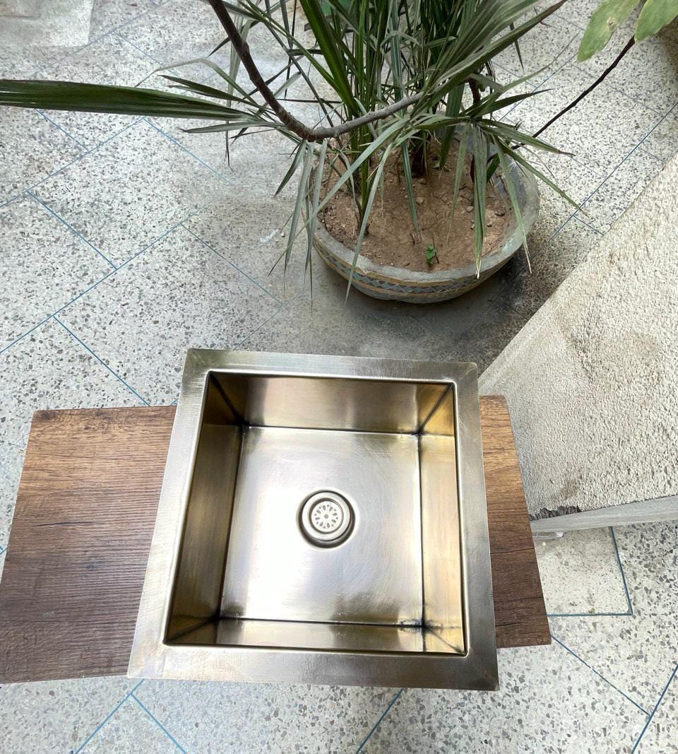 Solid Unlacquered Brass Undermount Hammered Sink