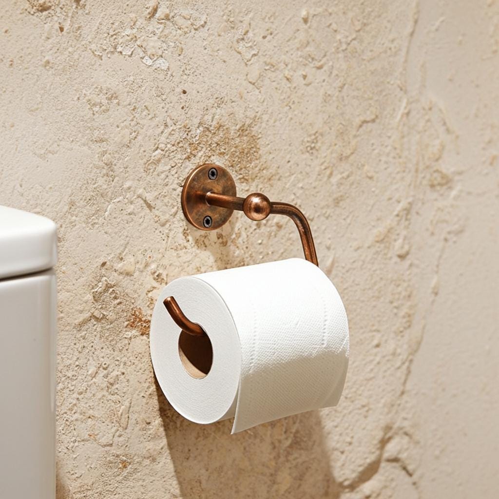 Handcrafted Aged Copper Toilet Paper Holder - Rustic Bathroom Decor