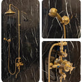 Unlacquered Brass Thermostatic Shower System: Rainfall Head, Handheld, Tub Filler