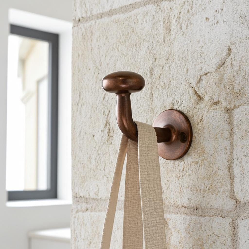 Handmade Aged Copper Wall Hook: Rustic Robe & Towel Hanger