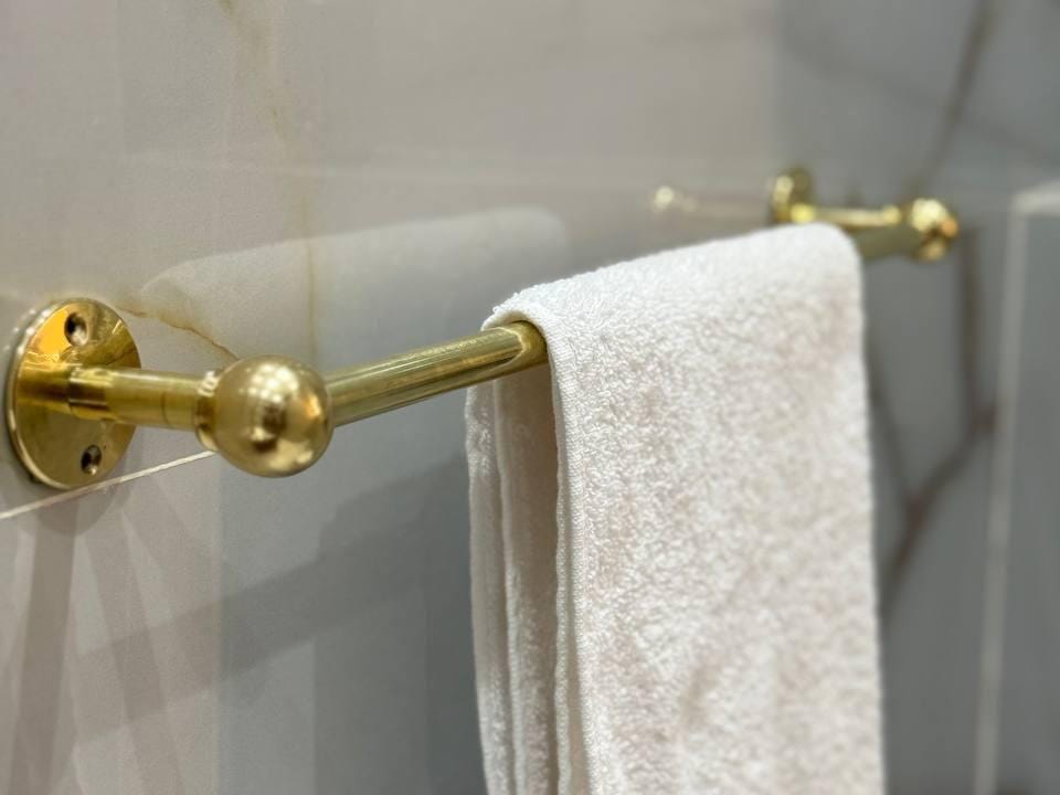 Unlacquered Brass Towel Rod Holder, Bathroom Hardware Towel Hanger, Bathroom Accessories