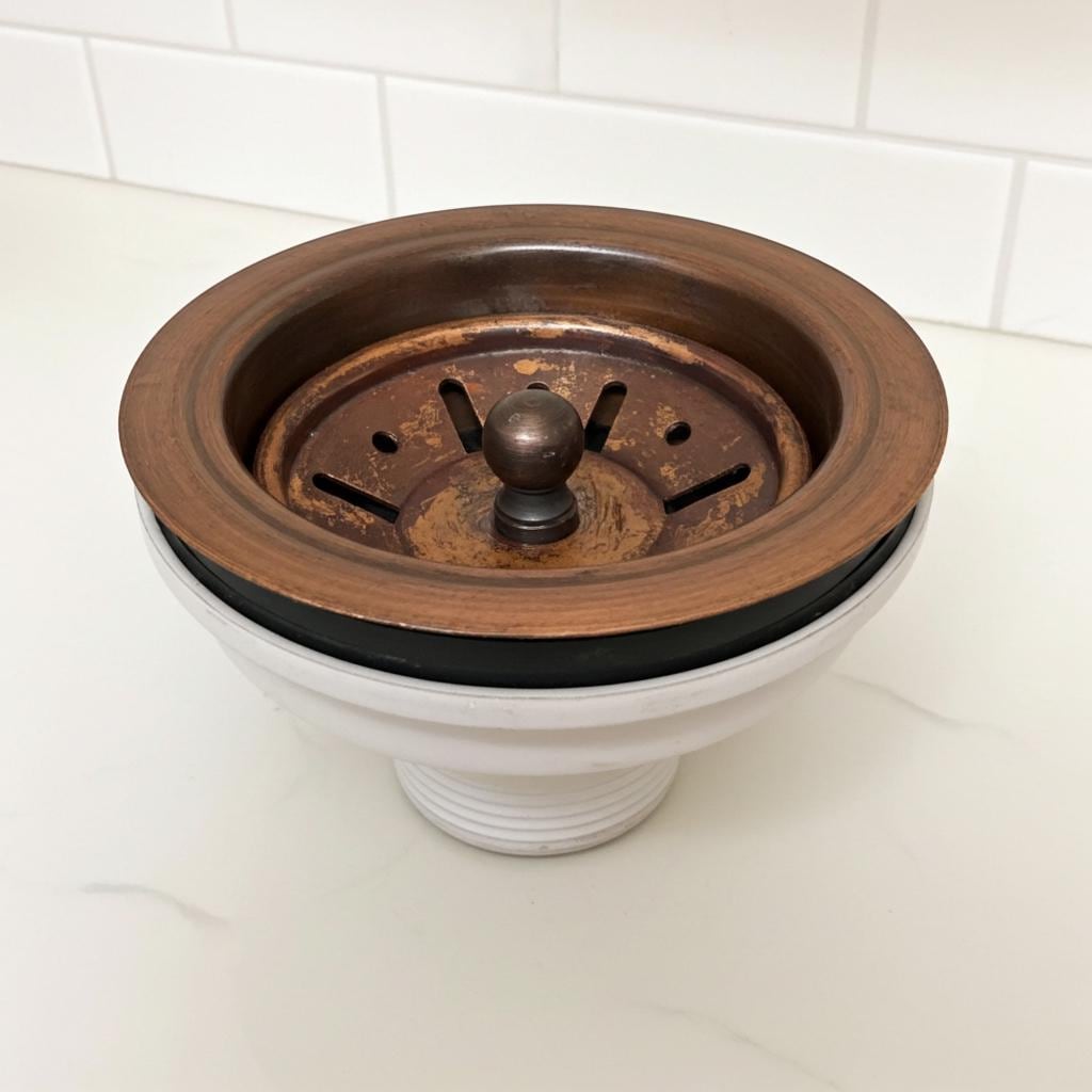 Handcrafted Copper Sink Drain with Strainer – Rustic Kitchen Sink Accessory, Fits Standard Farmhouse Sinks
