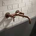 Rustic Copper Wall Mount Faucet – Double Handle Bathroom Sink Tap, Vintage Farmhouse Vanity Fixture