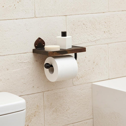 Aged Copper Toilet Paper Holder with Shelf – Wall Mounted Oil Rubbed Bronze Roll Holder