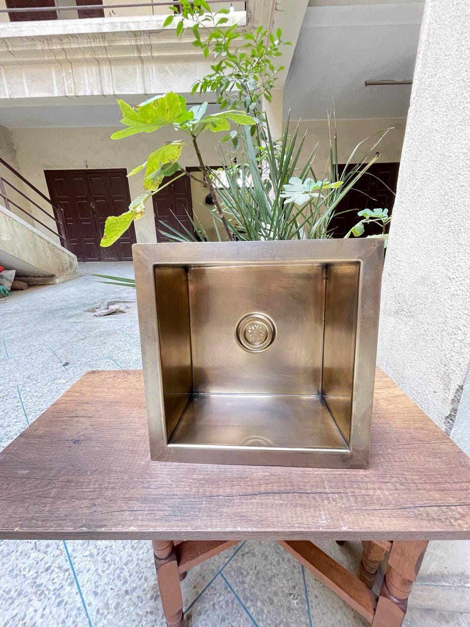 Solid Unlacquered Brass Undermount Hammered Sink