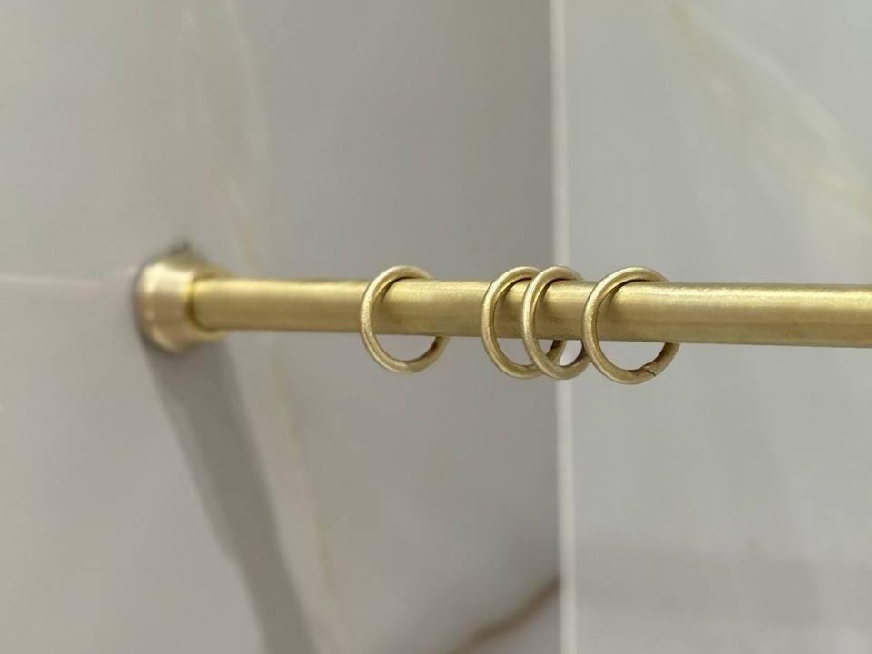 Unlacquered Solid Brass Curtain Rod with Rings & Brackets - Patina Ready